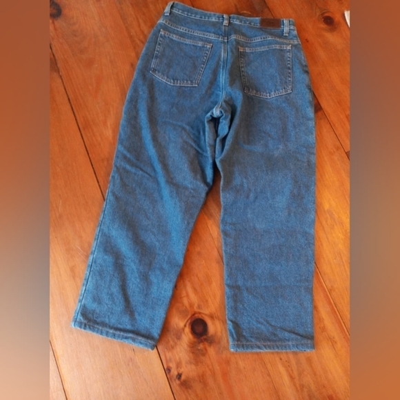 LL Bean Flannel Lined Jeans Womens Size 14 R Relaxed Fit Blue Denim 5 Po… - Picture 4 of 4